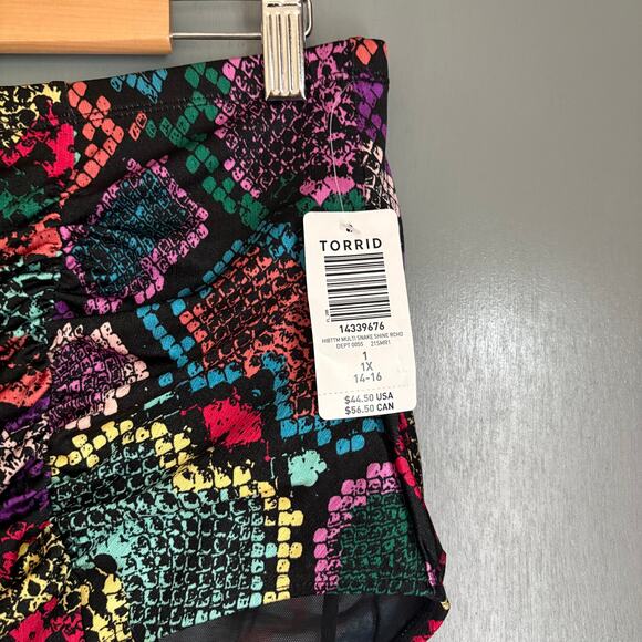 TORRID Women's 1X Snake Skin Colorful Pattern Swim Bathing Suit Bottoms NWT Plus - Picture 3 of 7